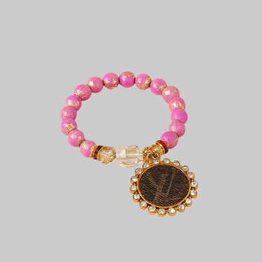 Upcycled LV Pink Stretch Bracelet – Sustainable Luxury Jewelry - Modestly Vogue
